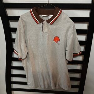 Cleveland Browns Gray Polo Shirt with Brown Collar